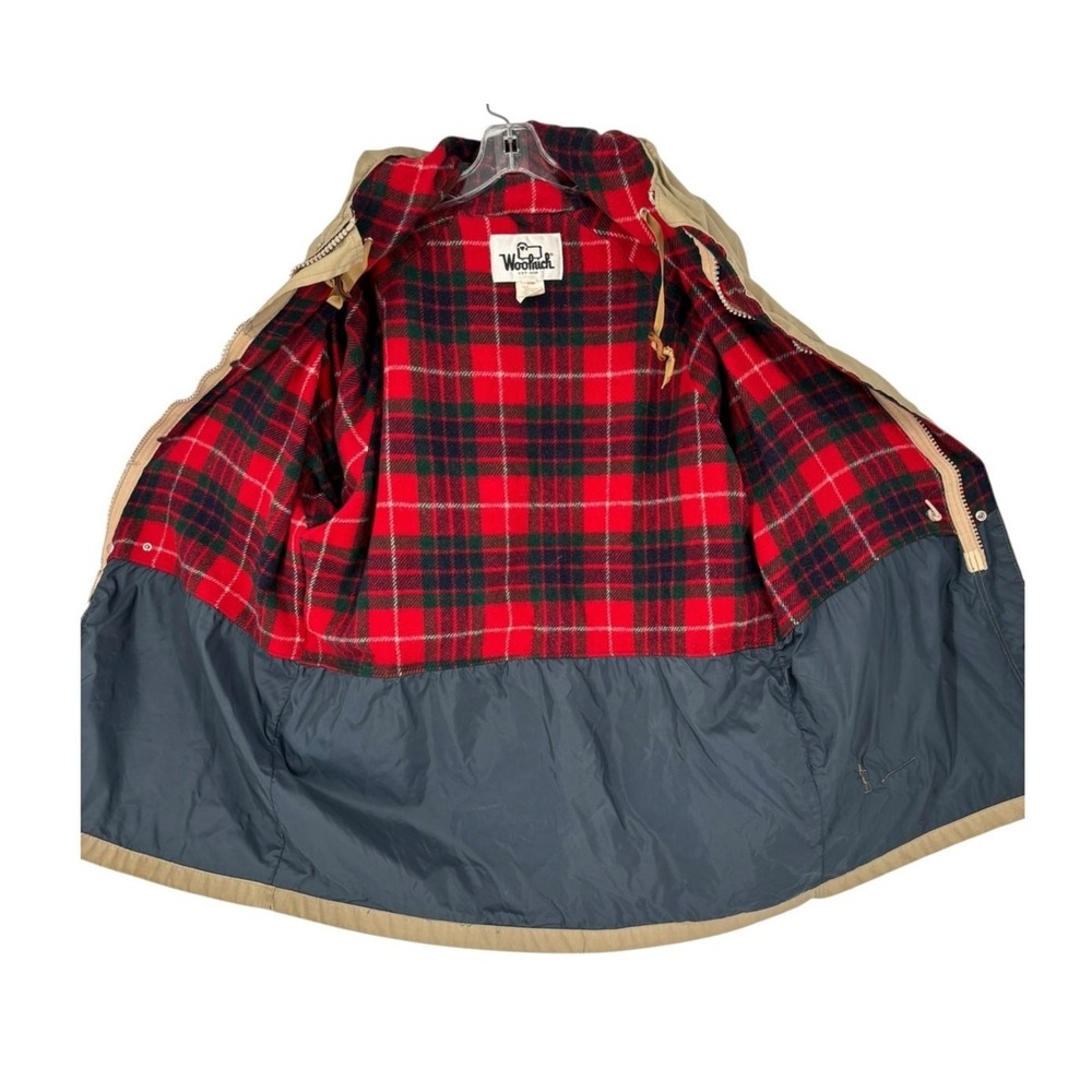 Vintage Woolrich Jacket Plaid Wool Blend Lining Hooded Mens‎ Medium Cabincore